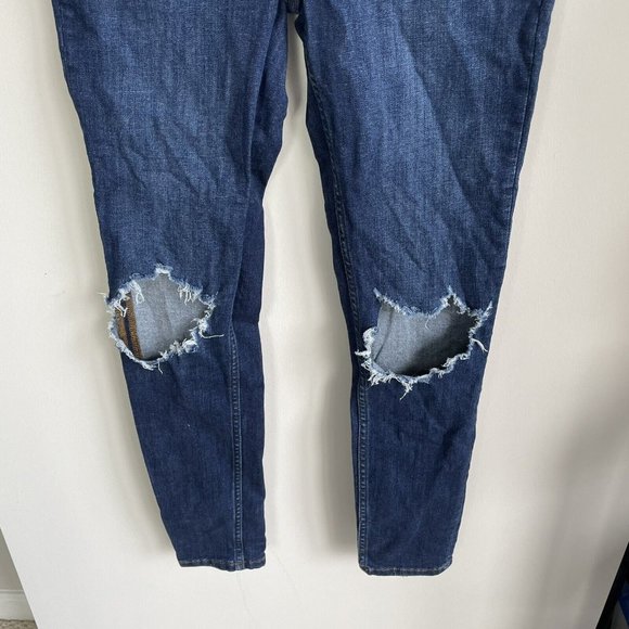 Free People Women's Size 28 Dark Wash Distressed High Rise Skinny Jeans Stretch - Picture 6 of 7